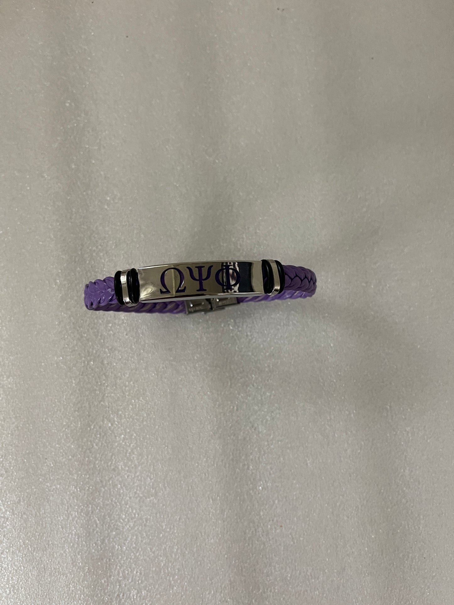Sliver & Purple Omega Psi Phi Bracelet
