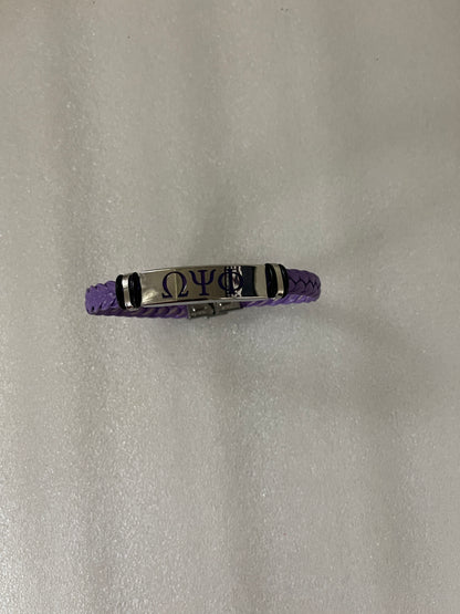 Sliver & Purple Omega Psi Phi Bracelet