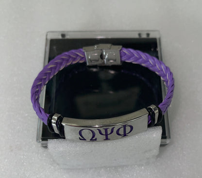 Sliver & Purple Omega Psi Phi Bracelet
