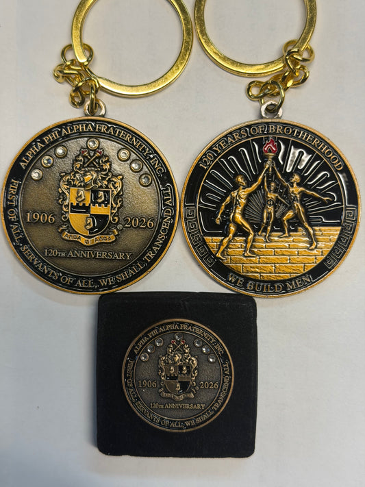 Alpha Phi Alpha 120th Anniversary Lapel Pin &amp; Keychain Set